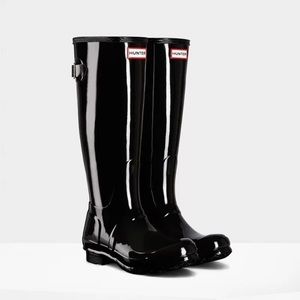 Black Hunter Gloss Tall Rubber Waterproof Boots